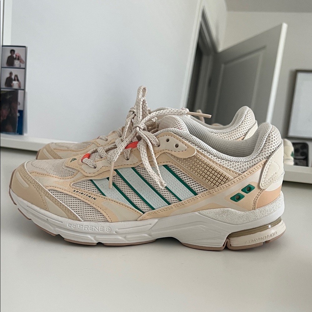 Adidas Women's Beige and Teal Sneakers